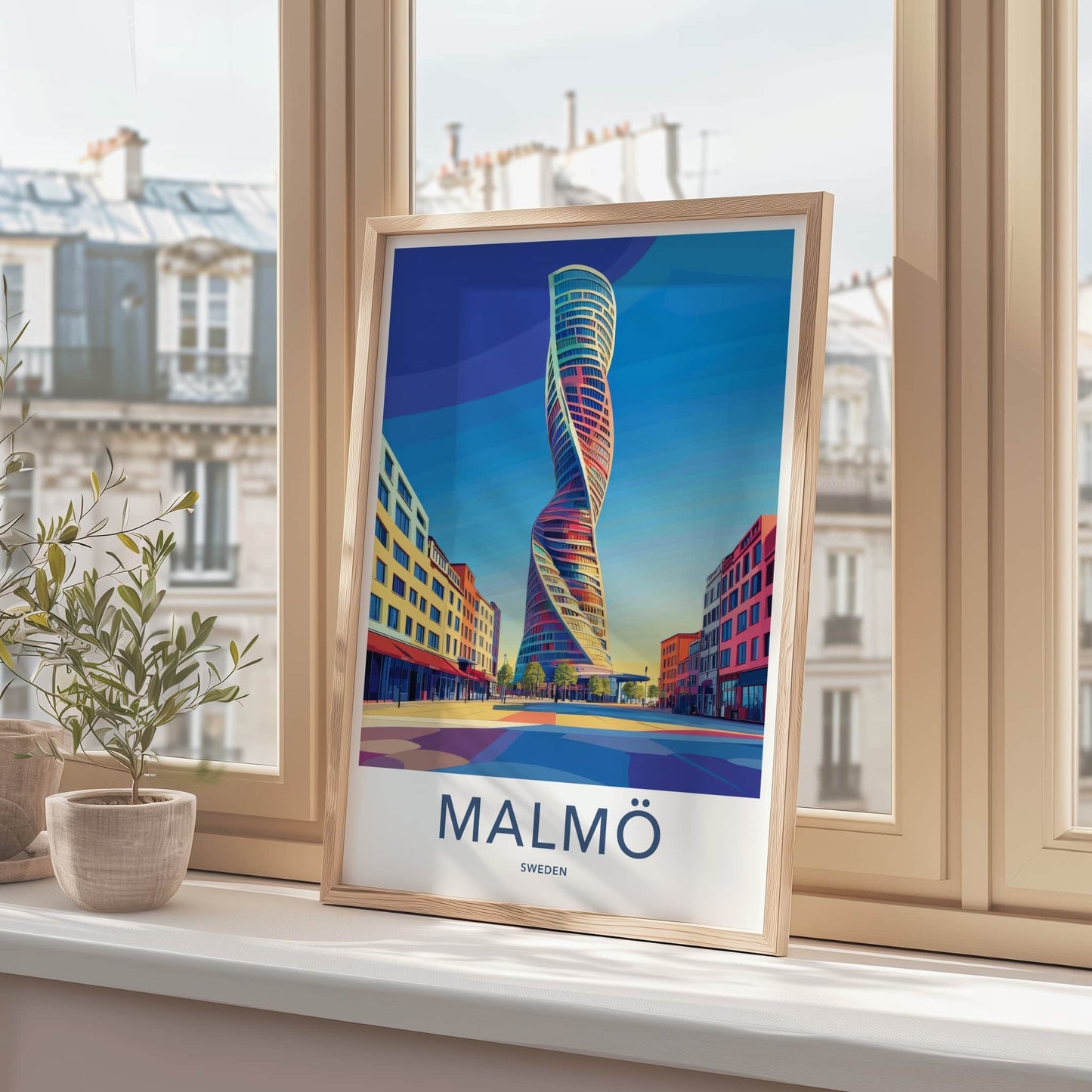 Malmo Poster - Sweden Travel Art - Turning Torso Building Wall Decor