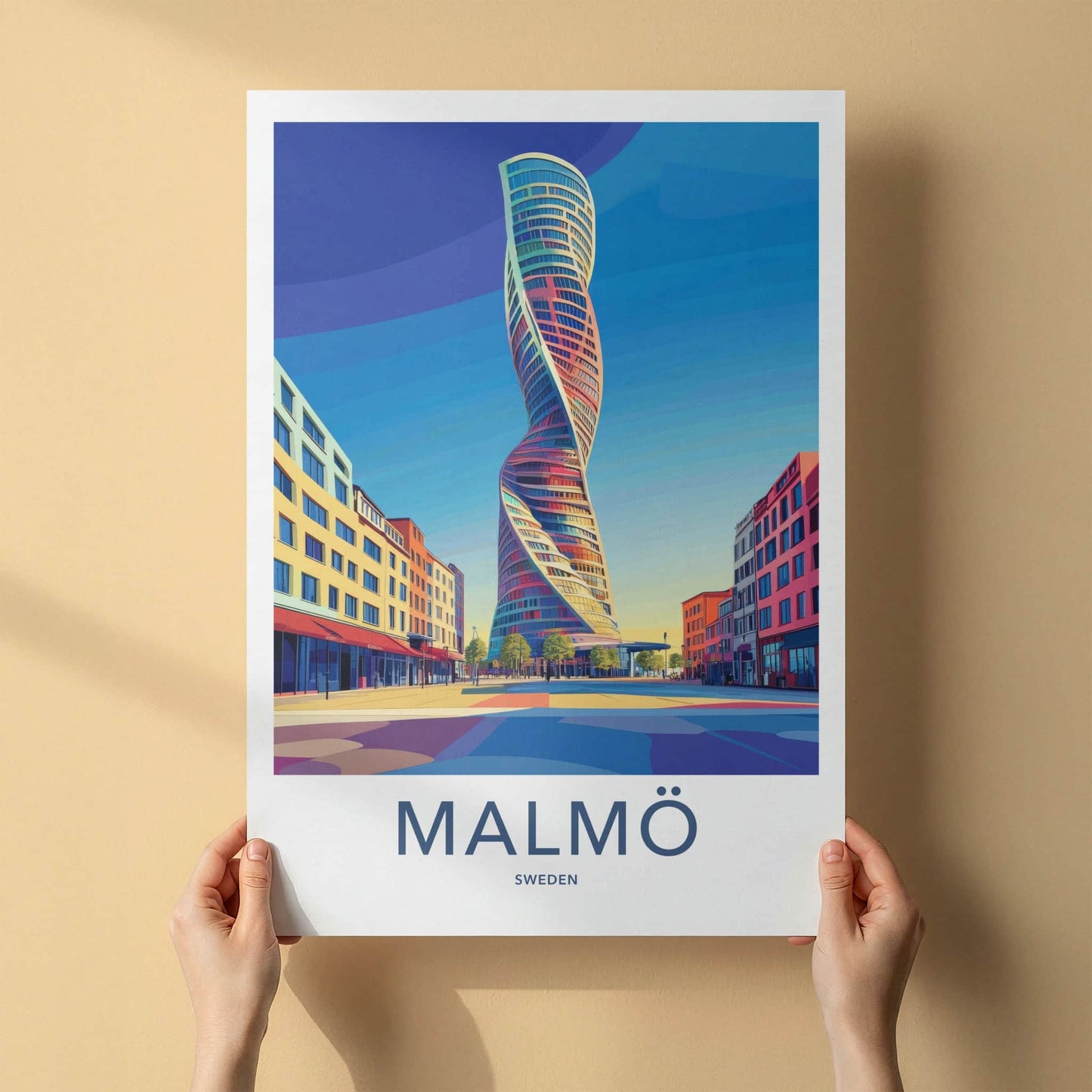 Malmo Poster - Sweden Travel Art - Turning Torso Building Wall Decor