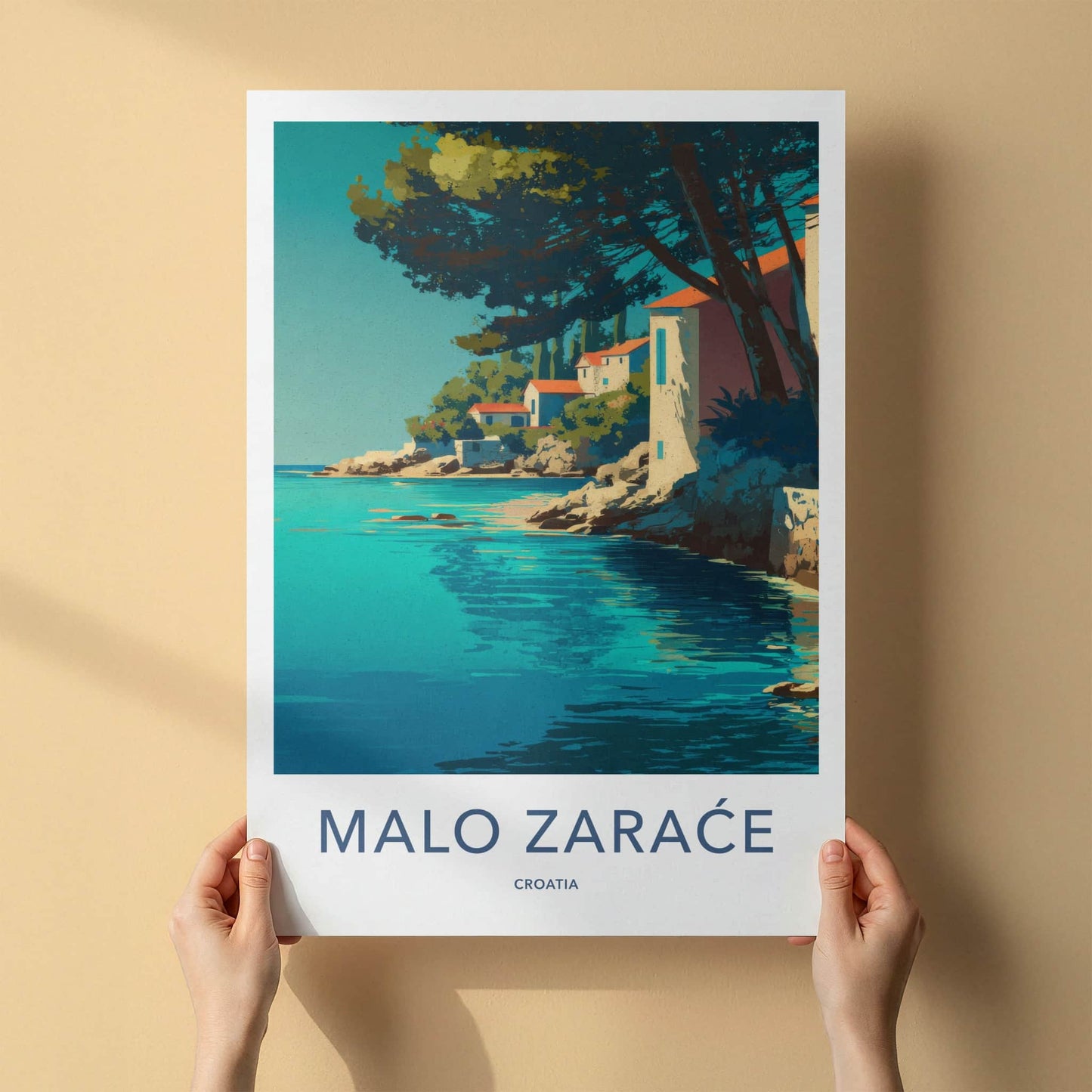Malo Zarace Poster - Croatia Travel Art - Seaside Village Cove Wall Decor