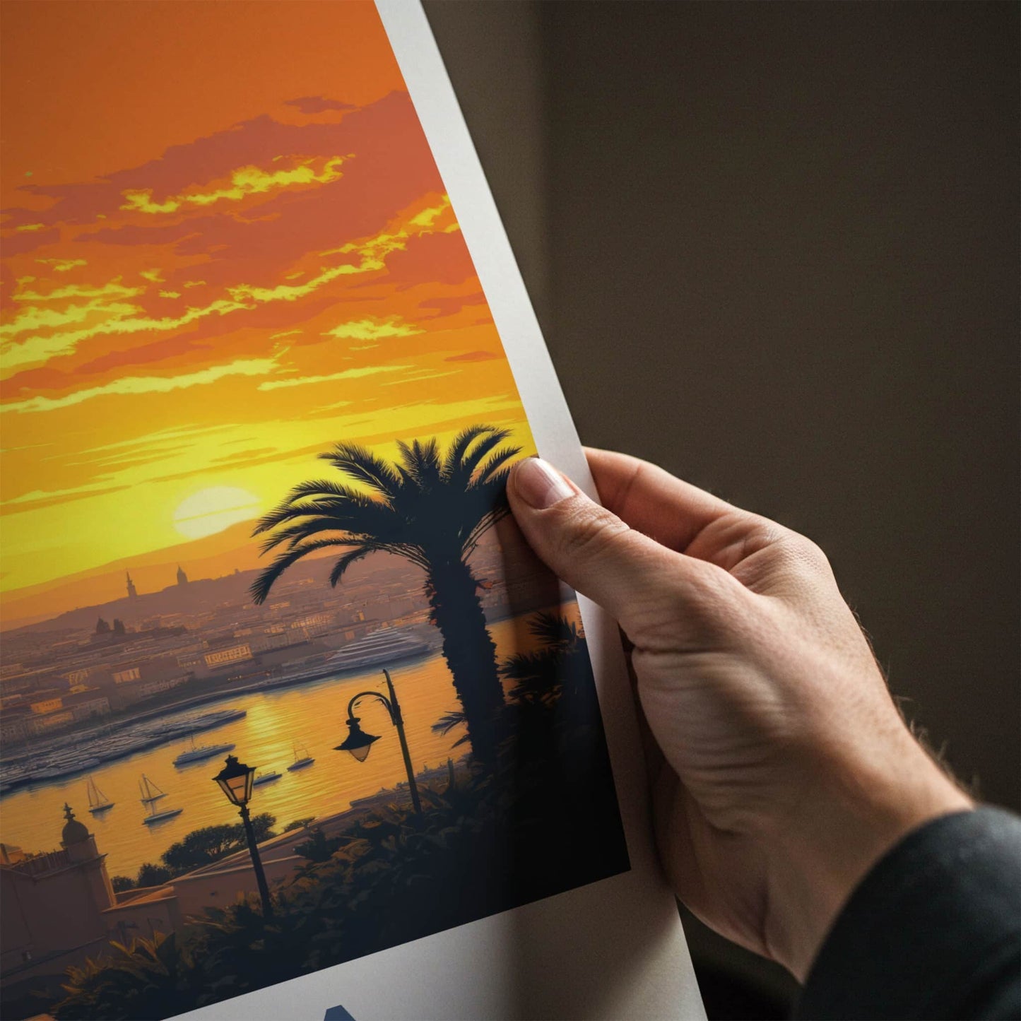 Malta Poster - Europe Travel Print - Vibrant Sunset Harbor Lounge Decor