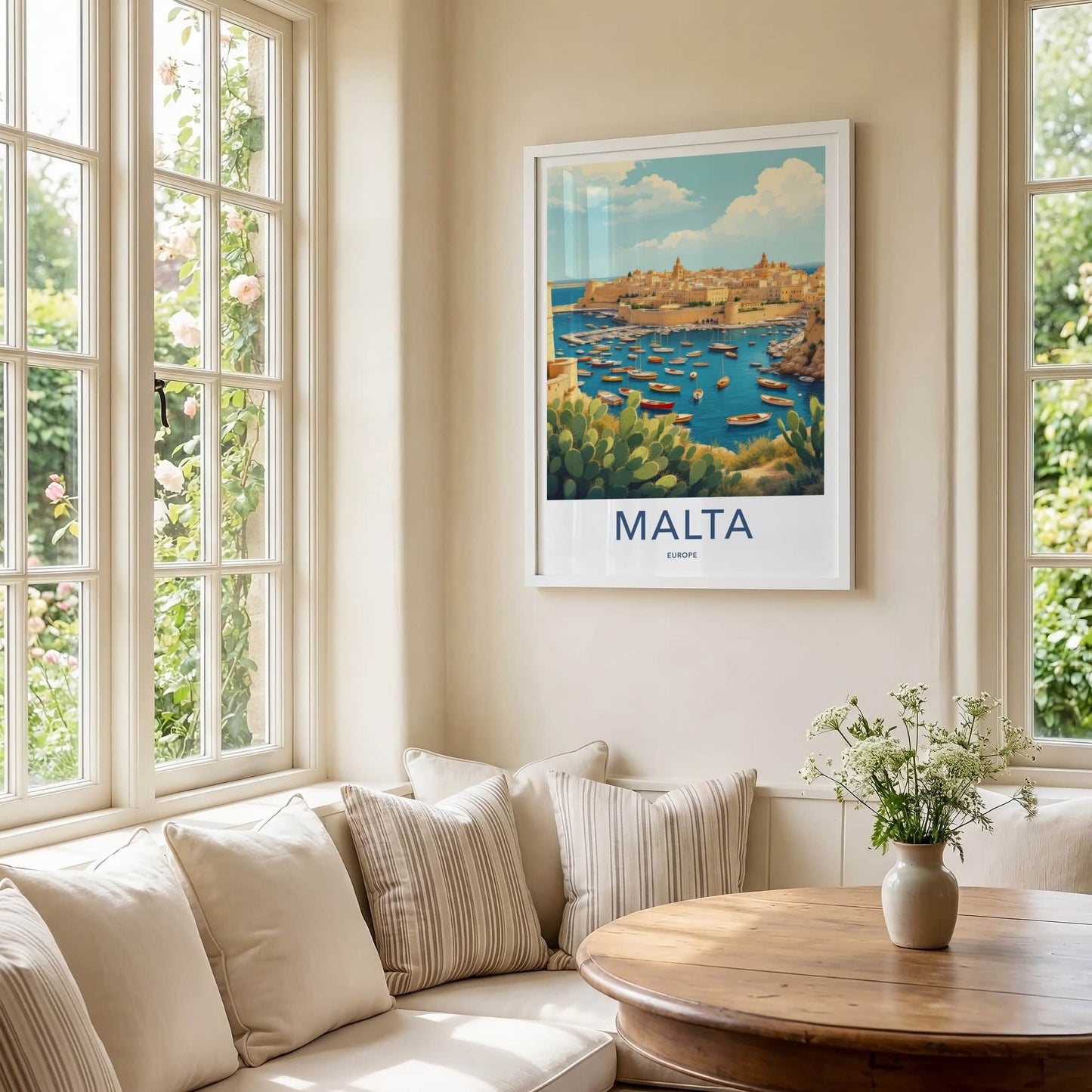 Malta Poster - Malta Travel Art - Boats Clear Blue Water Home Decor