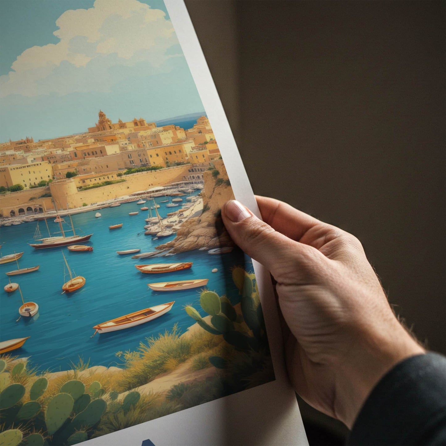 Malta Poster - Malta Travel Art - Boats Clear Blue Water Home Decor