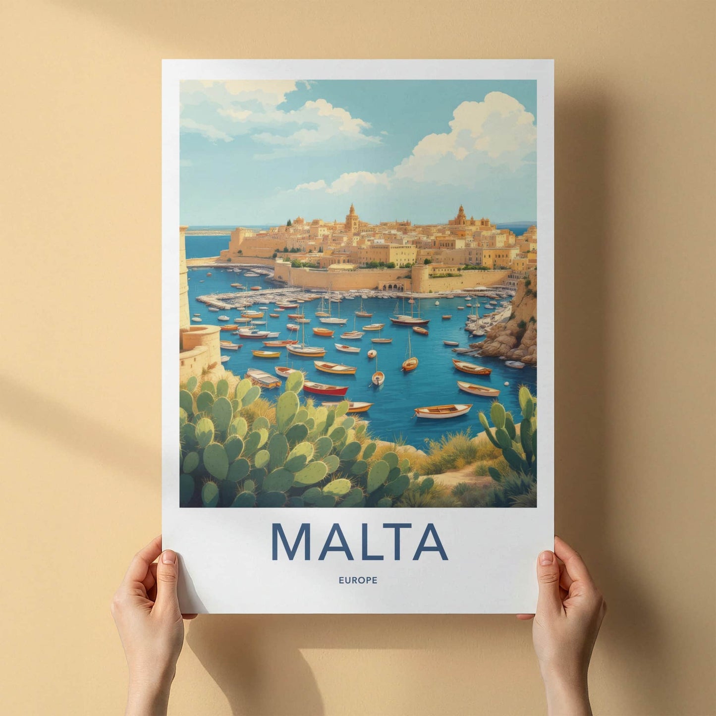 Malta Poster - Malta Travel Art - Boats Clear Blue Water Home Decor