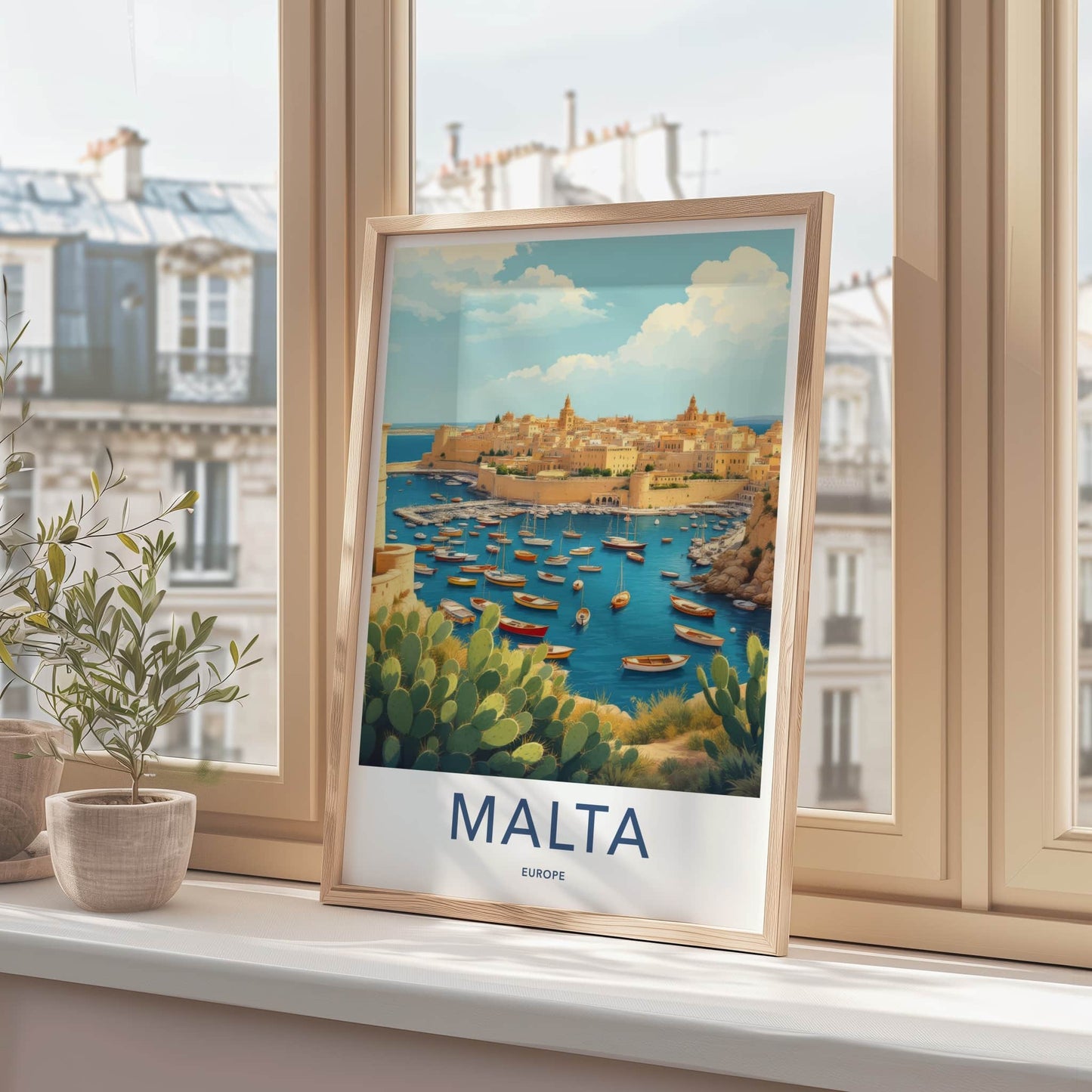 Malta Poster - Malta Travel Art - Boats Clear Blue Water Home Decor
