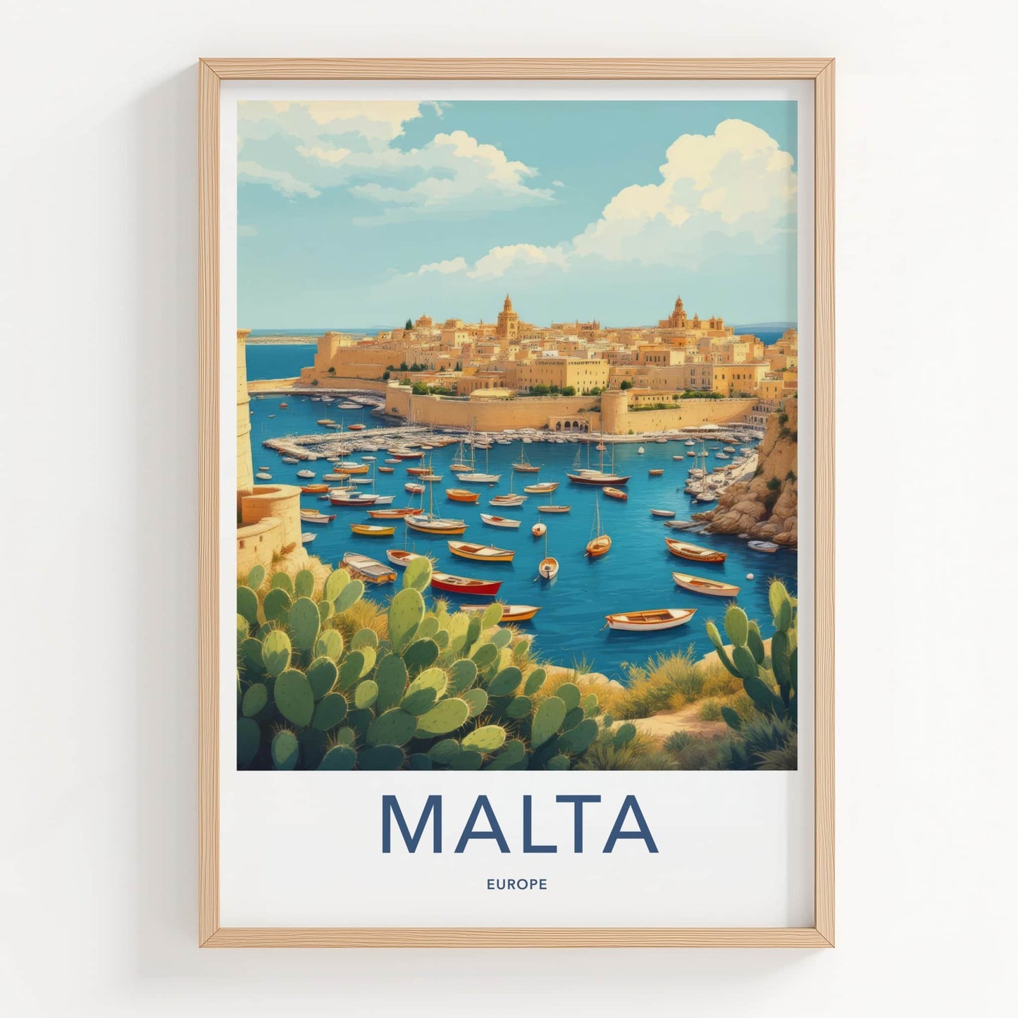 Malta Poster - Malta Travel Art - Boats Clear Blue Water Home Decor