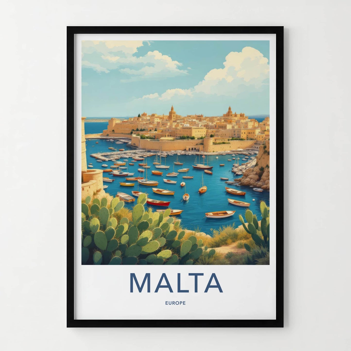Malta Poster - Malta Travel Art - Boats Clear Blue Water Home Decor