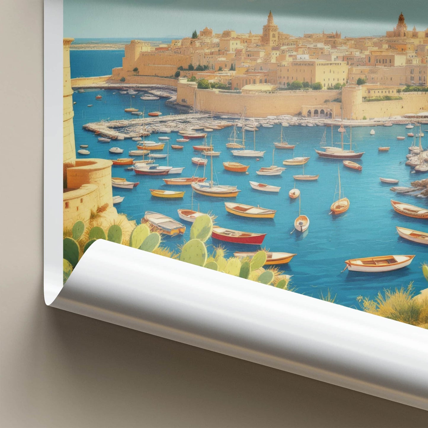 Malta Poster - Malta Travel Art - Boats Clear Blue Water Home Decor