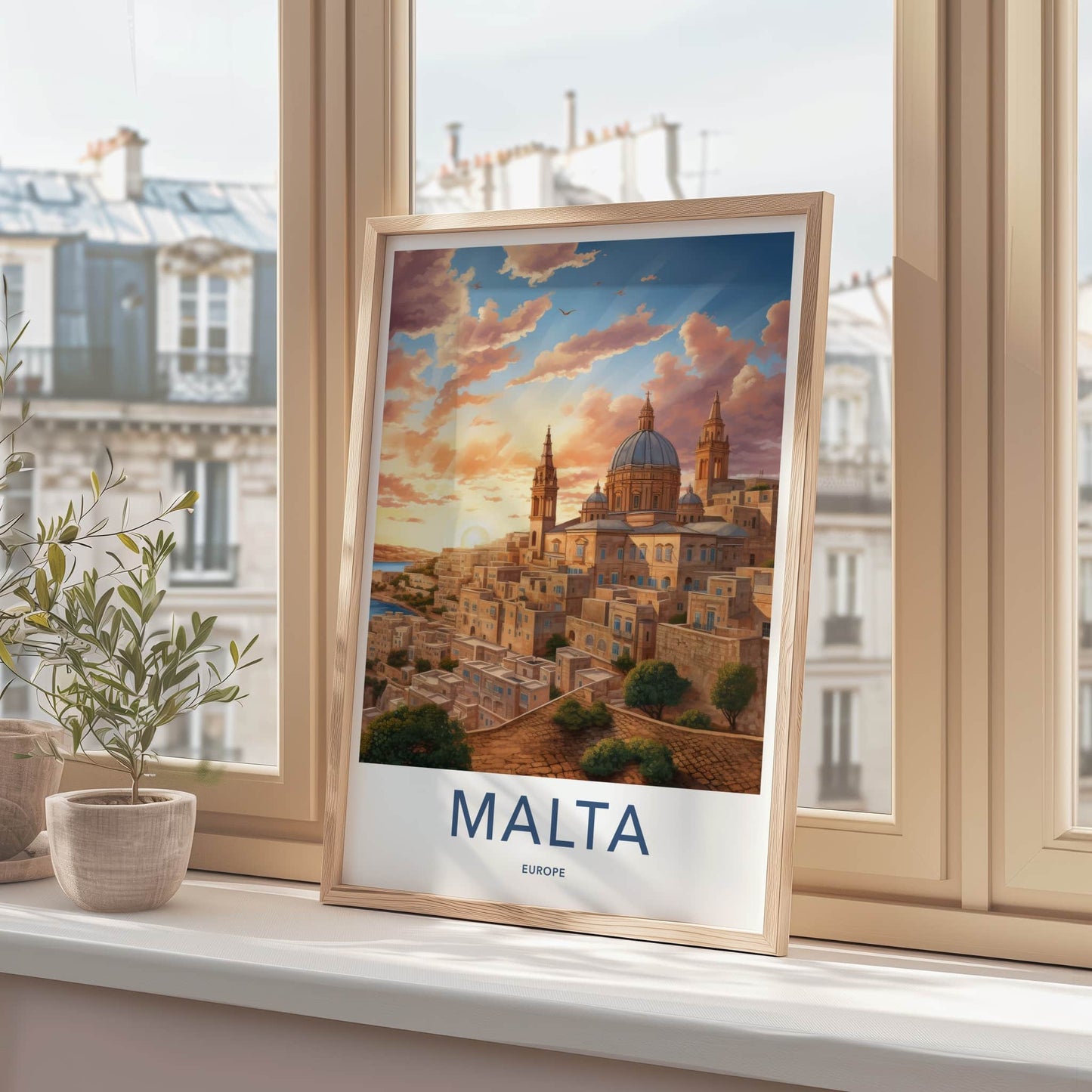 Malta Poster - Malta Travel Art - Golden Hour Cityscape Home Decor