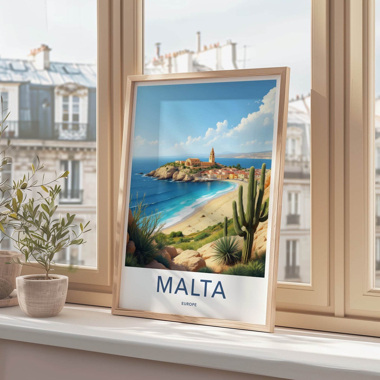 Malta Poster - Malta Travel Art - Historic Coastal Village Home Decor
