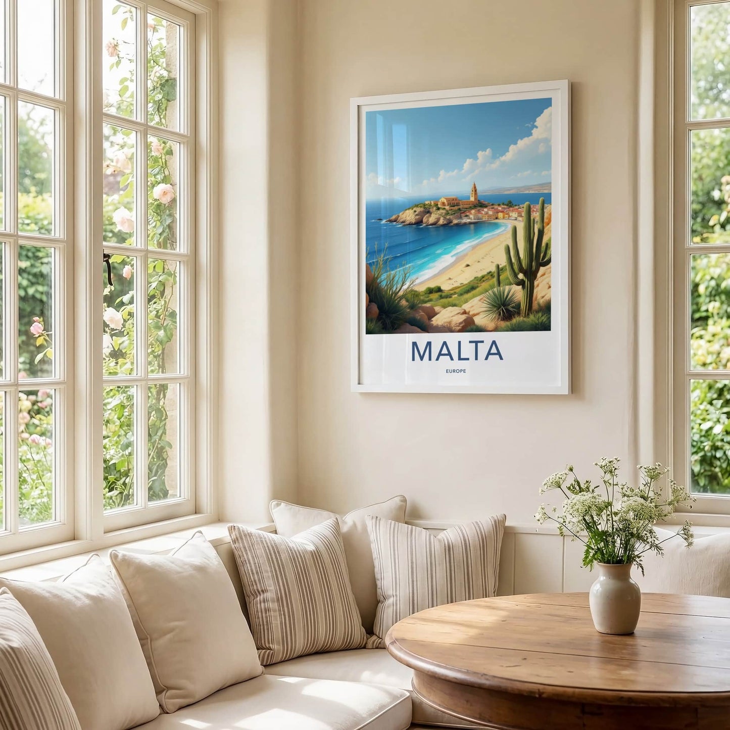 Malta Poster - Malta Travel Art - Historic Coastal Village Home Decor