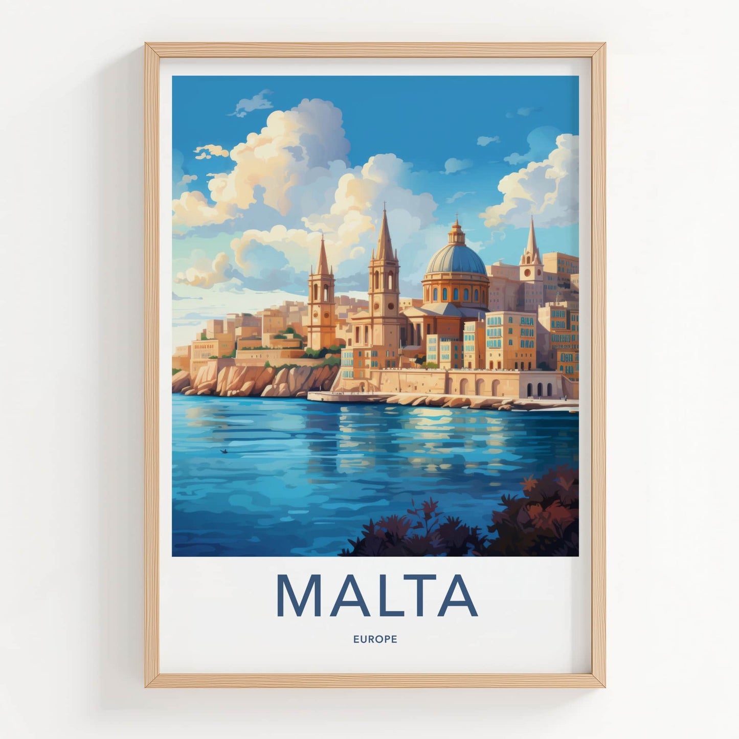 Malta Poster - Malta Travel Art - Valletta Harbor City Home Decor