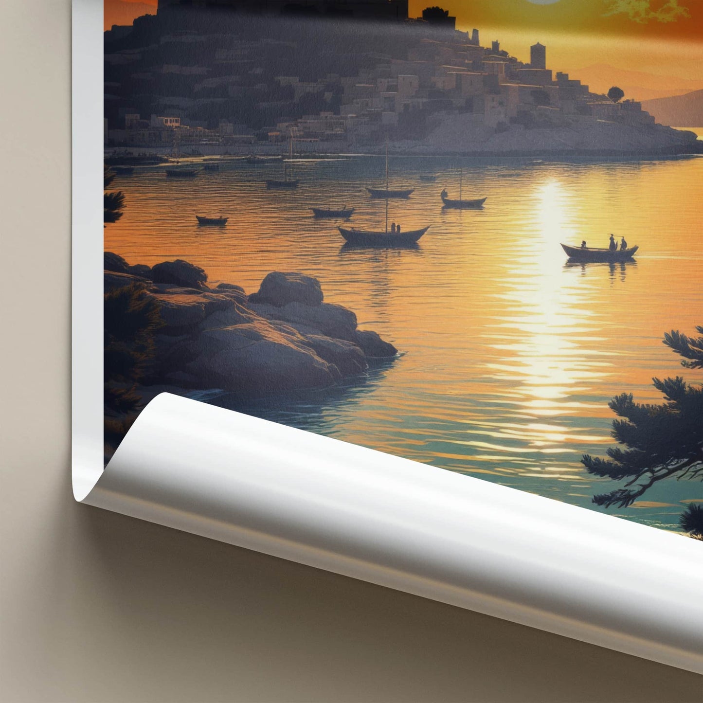 Malta Poster - Malta Travel Print - Mediterranean Coastal Sunset Wall Decor