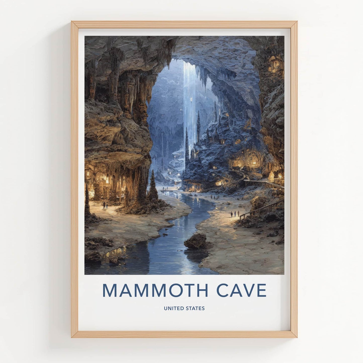 Mammoth Cave Poster - Kentucky Travel Art - Cavern River Stalagmites Home Decor