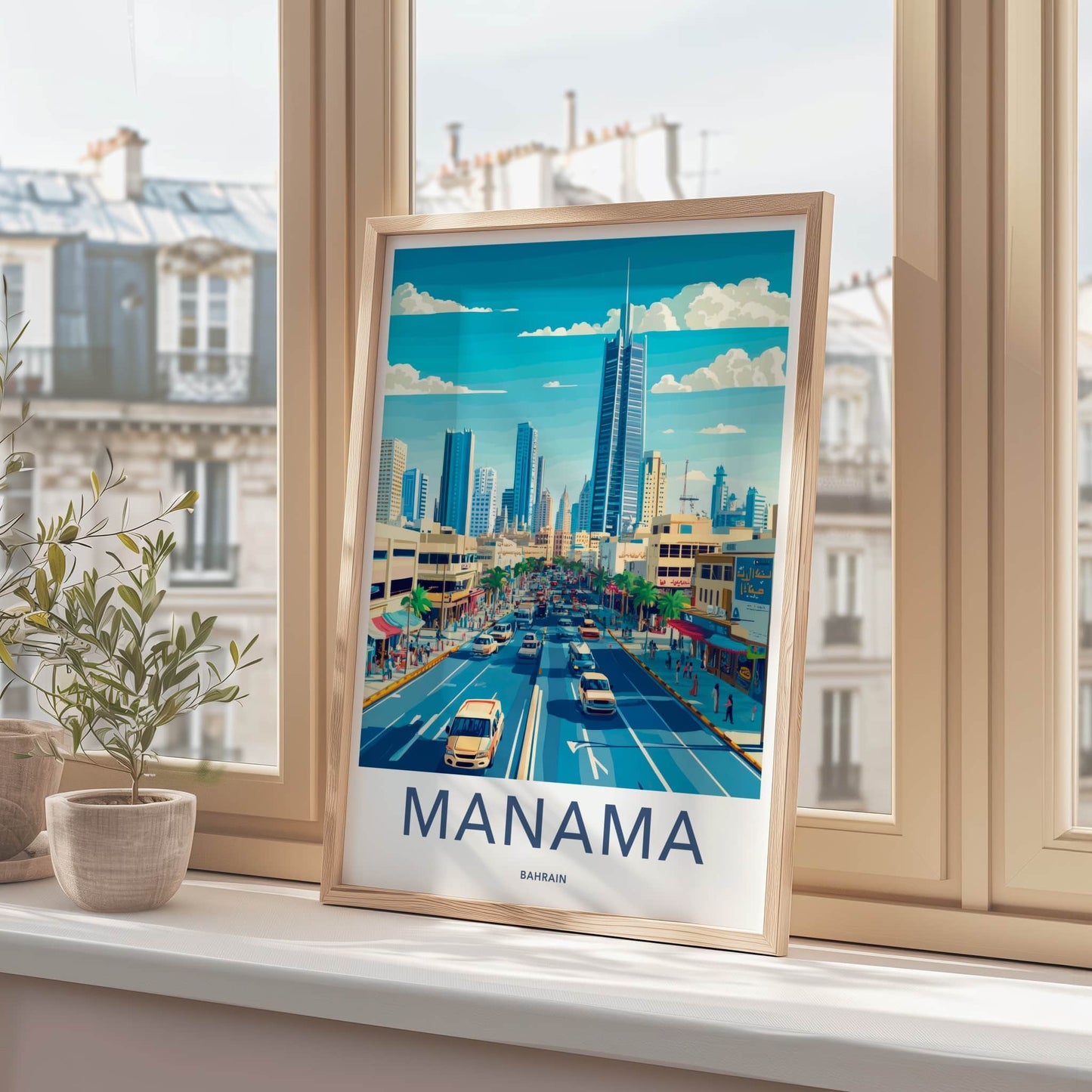 Manama Poster - Bahrain Art Print - Modern City Street Home Decor
