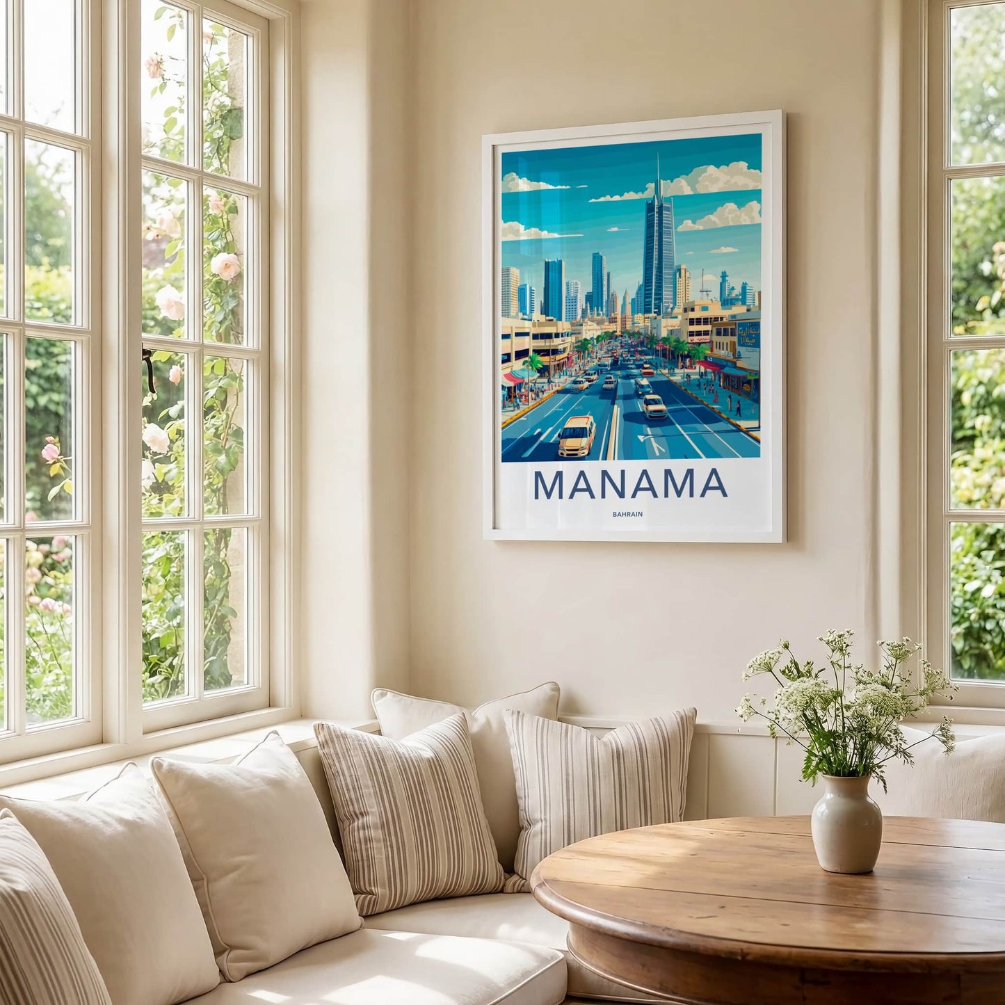 Manama Poster - Bahrain Art Print - Modern City Street Home Decor