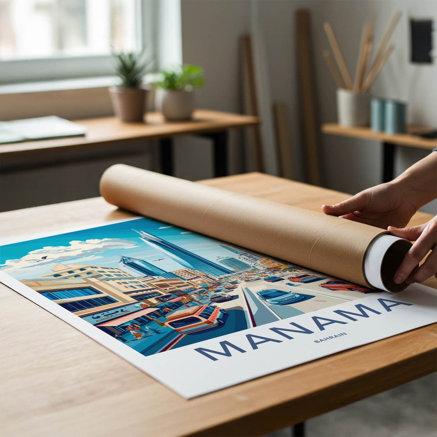 Manama Poster - Bahrain Travel Art - Vibrant City Street Home Decor