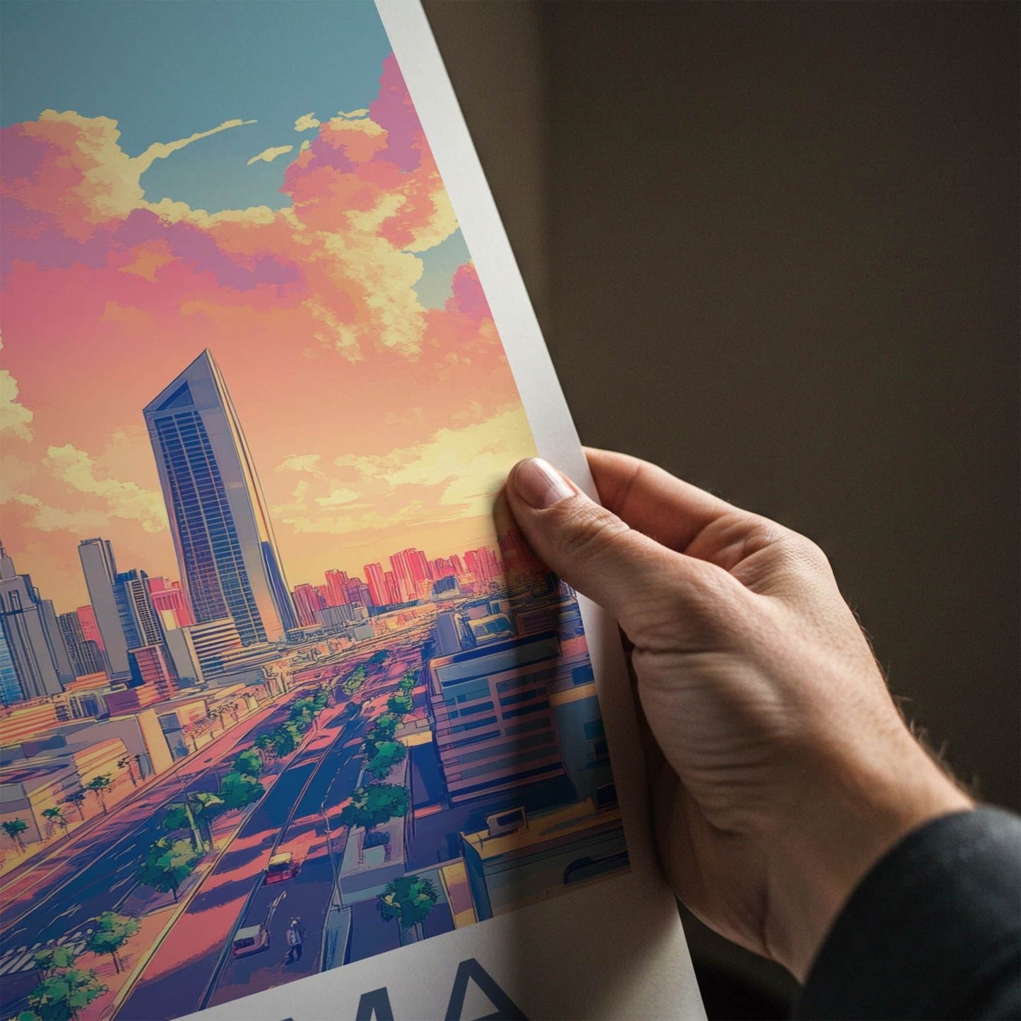 Manama Poster - Bahrain Travel Print - Vibrant City Sunset Home Decor