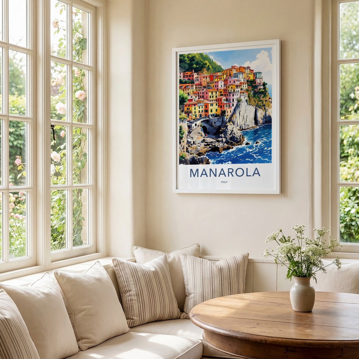 Manarola Poster - Italy Travel Art - Colorful Seaside Village Home Decor