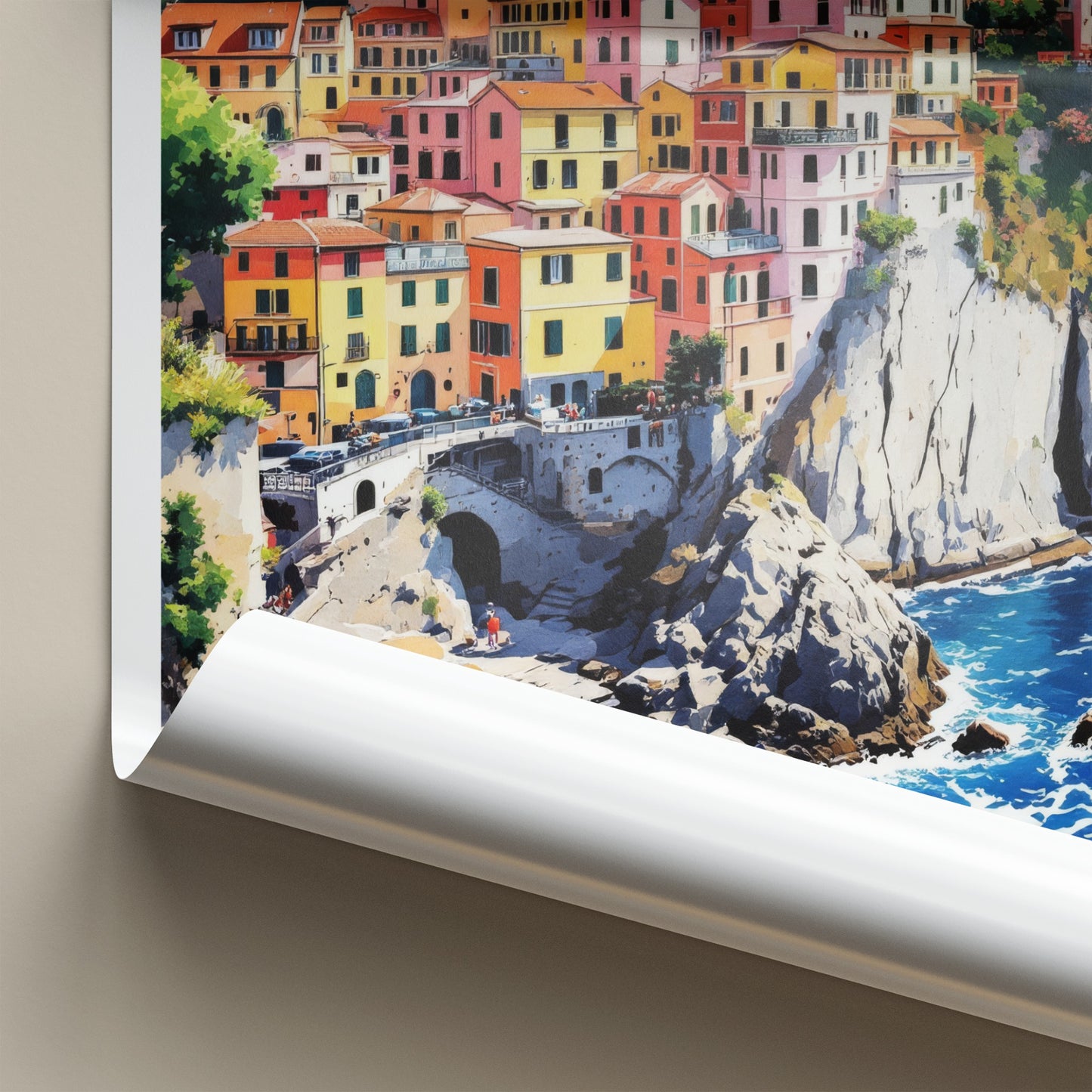 Manarola Poster - Italy Travel Art - Colorful Seaside Village Home Decor