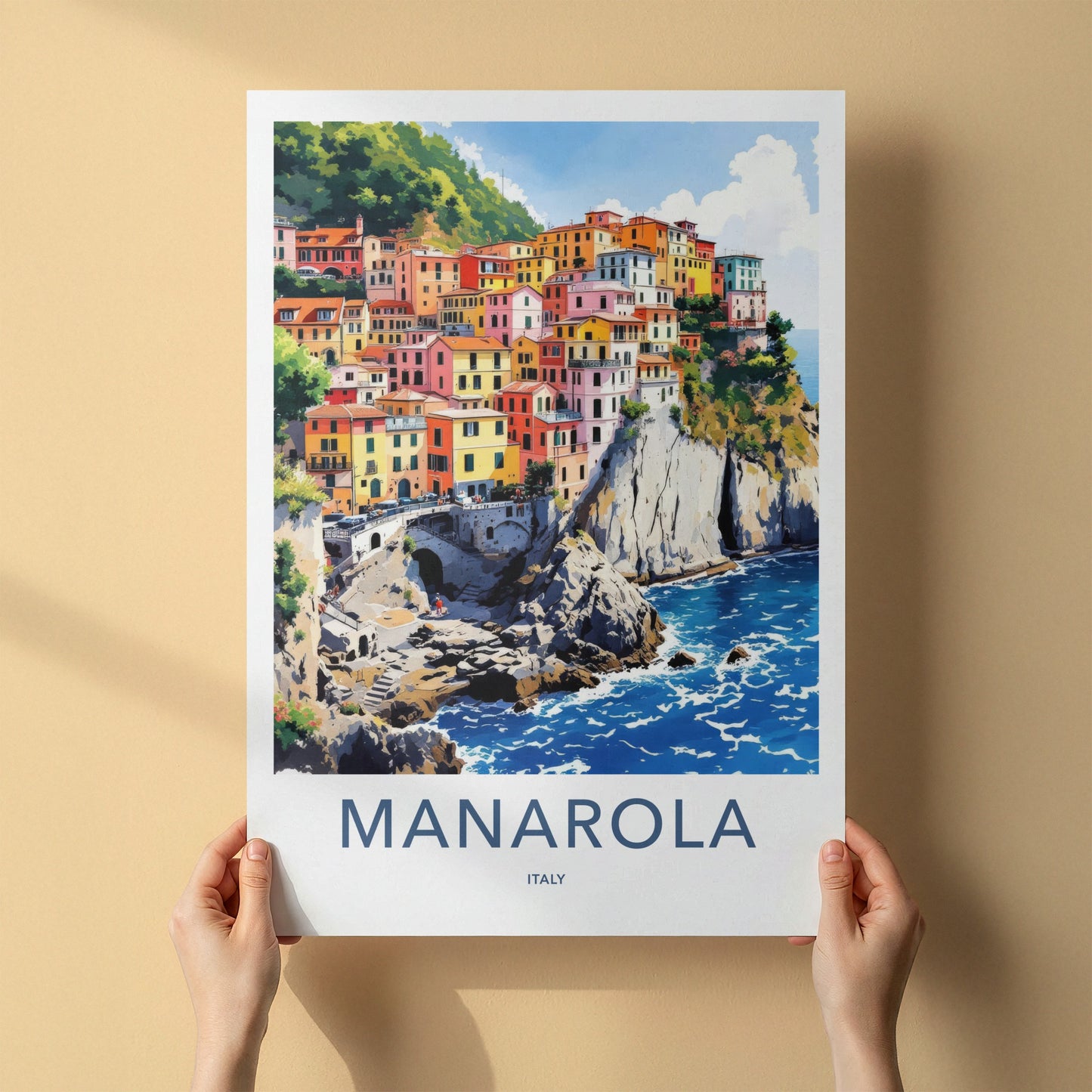 Manarola Poster - Italy Travel Art - Colorful Seaside Village Home Decor