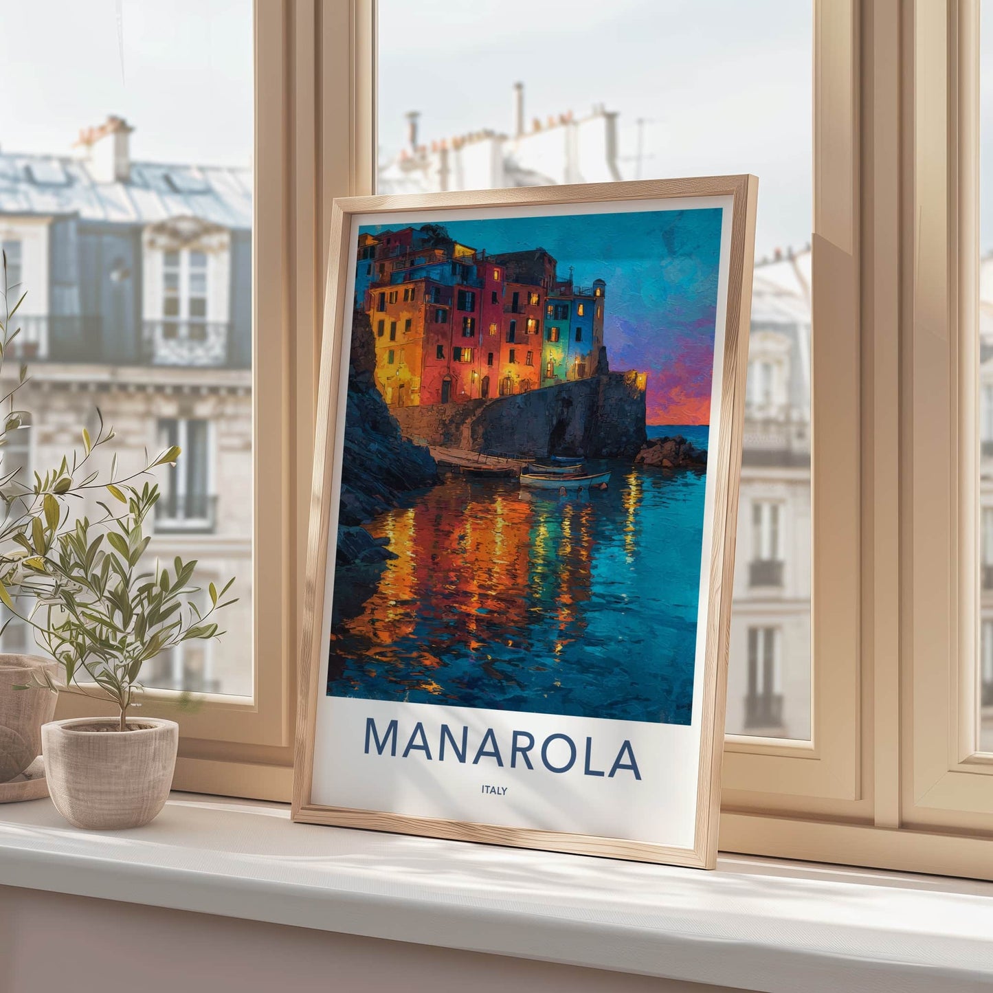 Manarola Poster Italy Vibrant Coastal Village Wall Decor