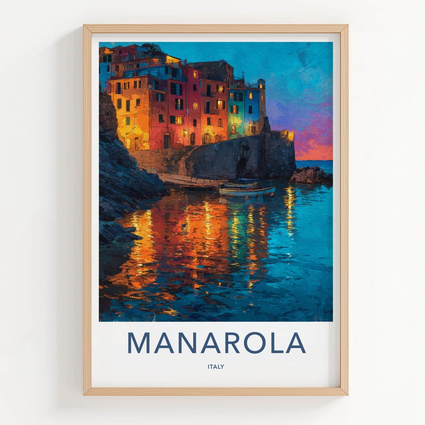 Manarola Poster Italy Vibrant Coastal Village Wall Decor