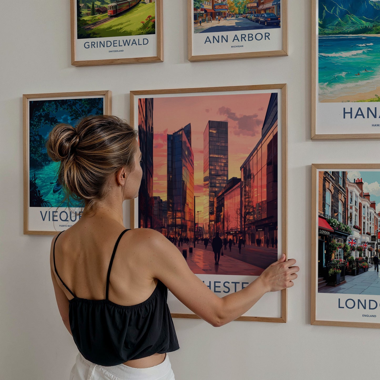 Manchester Poster - England Travel Art - Modern Cityscape Reflection Home Decor