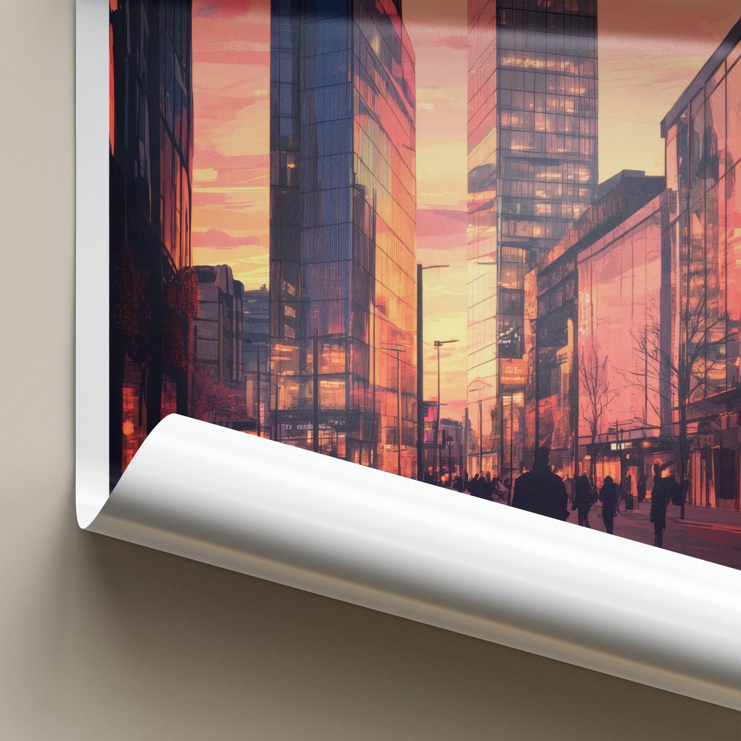 Manchester Poster - England Travel Art - Modern Cityscape Reflection Home Decor