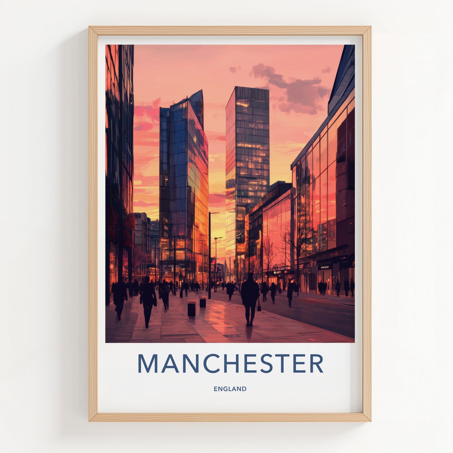 Manchester Poster - England Travel Art - Modern Cityscape Reflection Home Decor