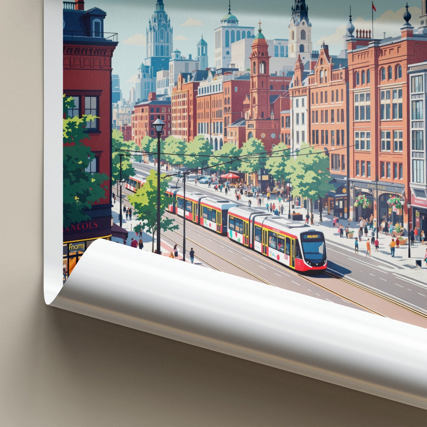 Manchester Poster - England Travel Art - Urban Tram Route Home Decor