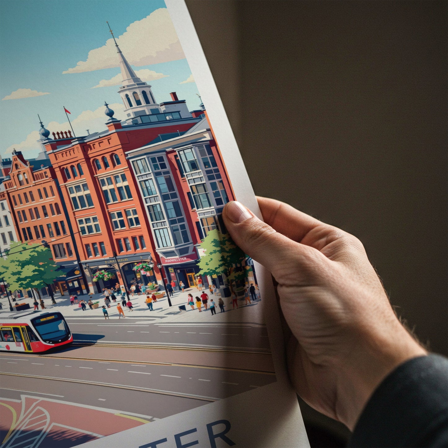 Manchester Poster - England Travel Art - Urban Tram Route Home Decor