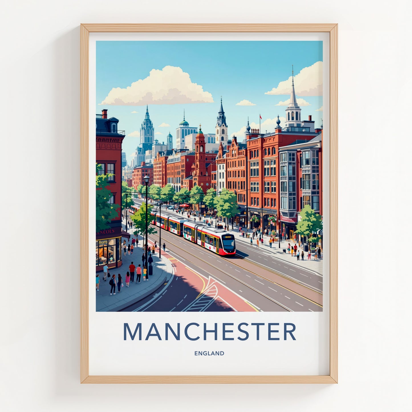 Manchester Poster - England Travel Art - Urban Tram Route Home Decor