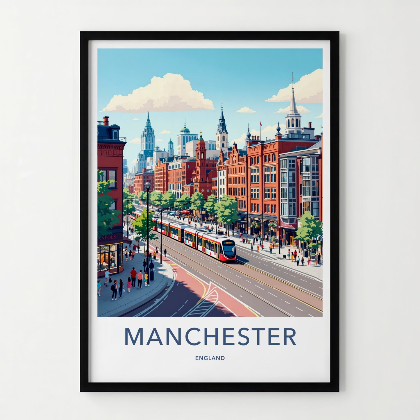 Manchester Poster - England Travel Art - Urban Tram Route Home Decor