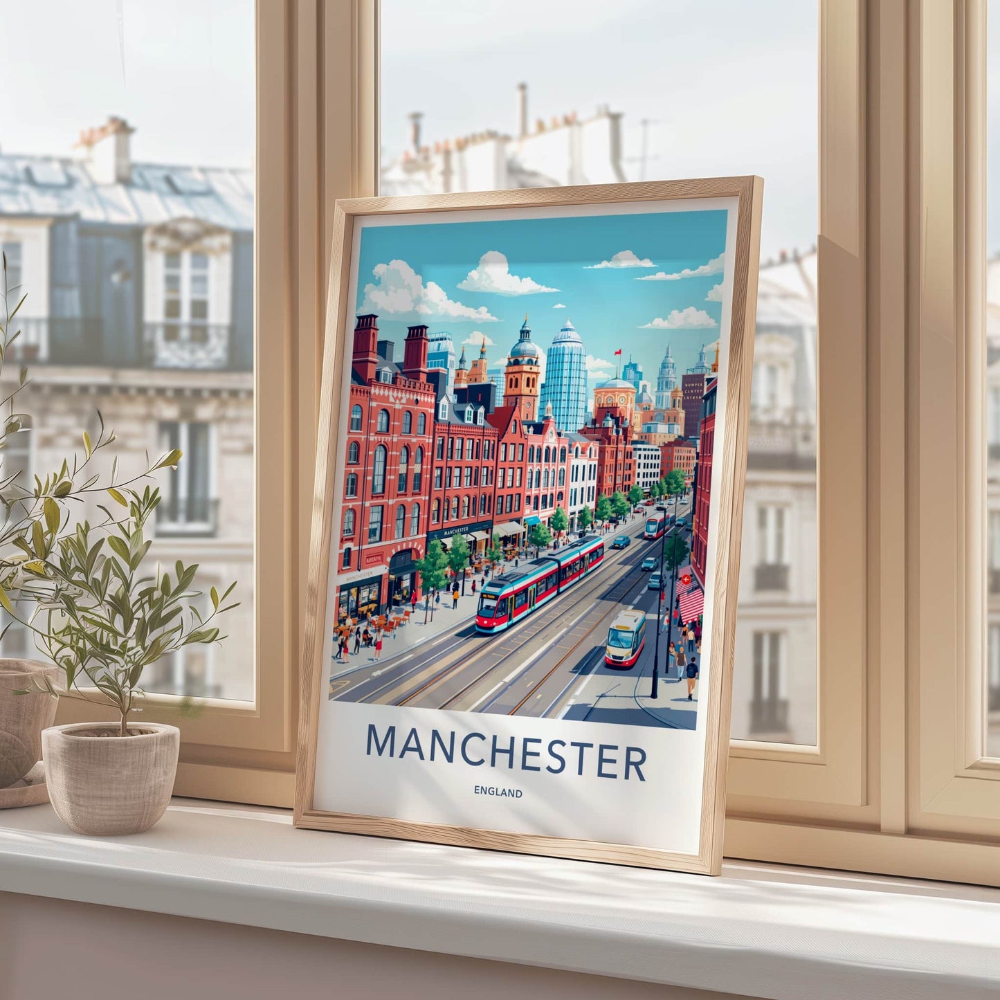 Manchester Poster - England Travel Art - Vibrant City Street Home Decor