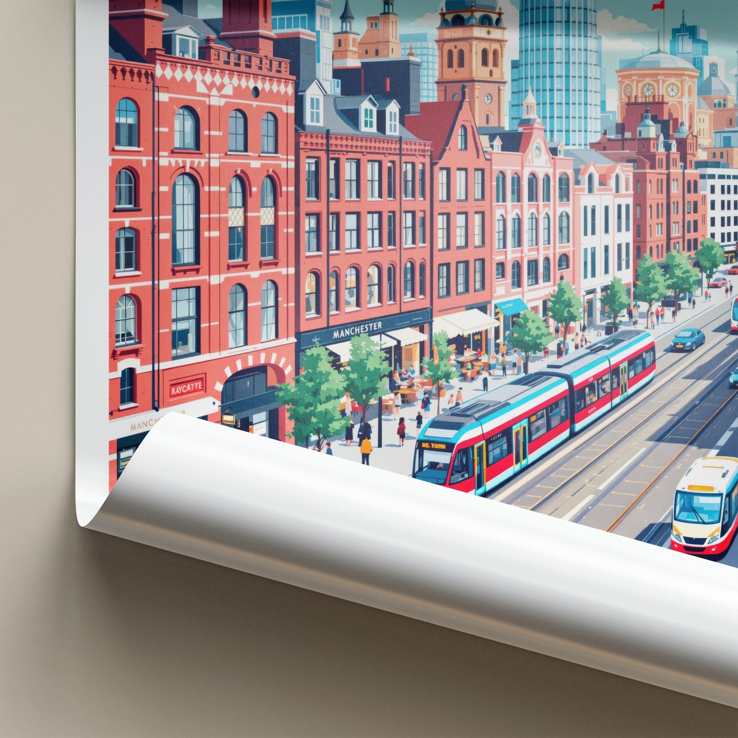Manchester Poster - England Travel Art - Vibrant City Street Home Decor