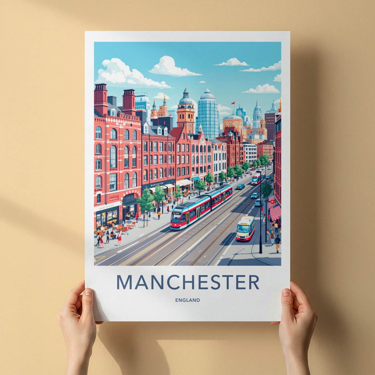 Manchester Poster - England Travel Art - Vibrant City Street Home Decor