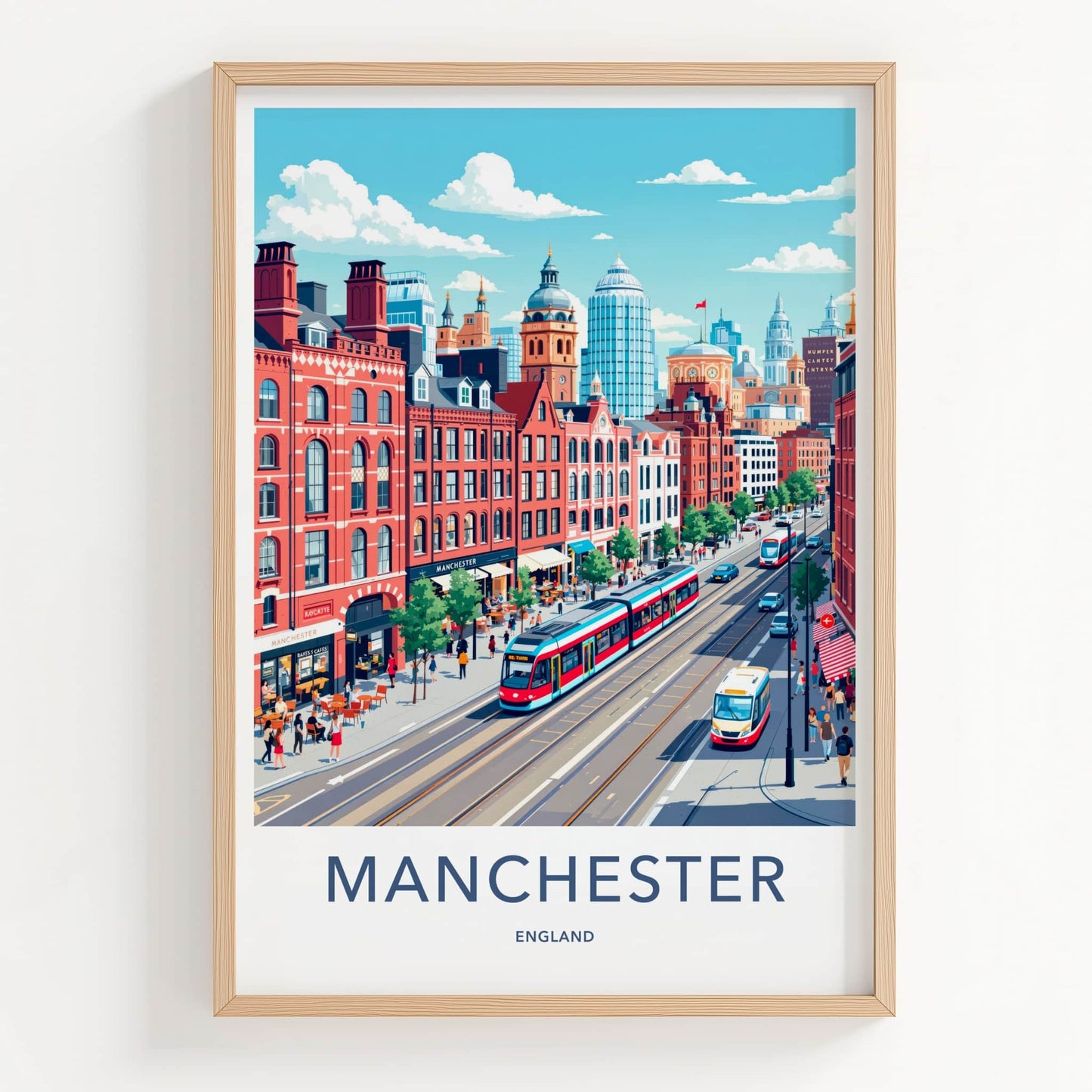 Manchester Poster - England Travel Art - Vibrant City Street Home Decor
