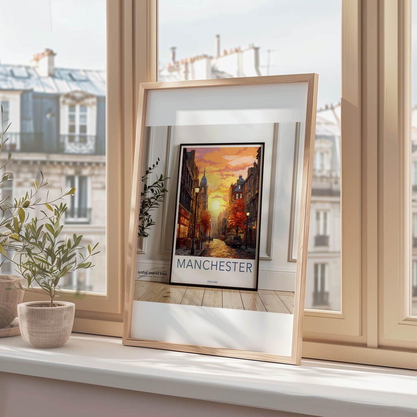 Manchester Poster - England Travel Art - Vibrant City Sunset Wall Decor