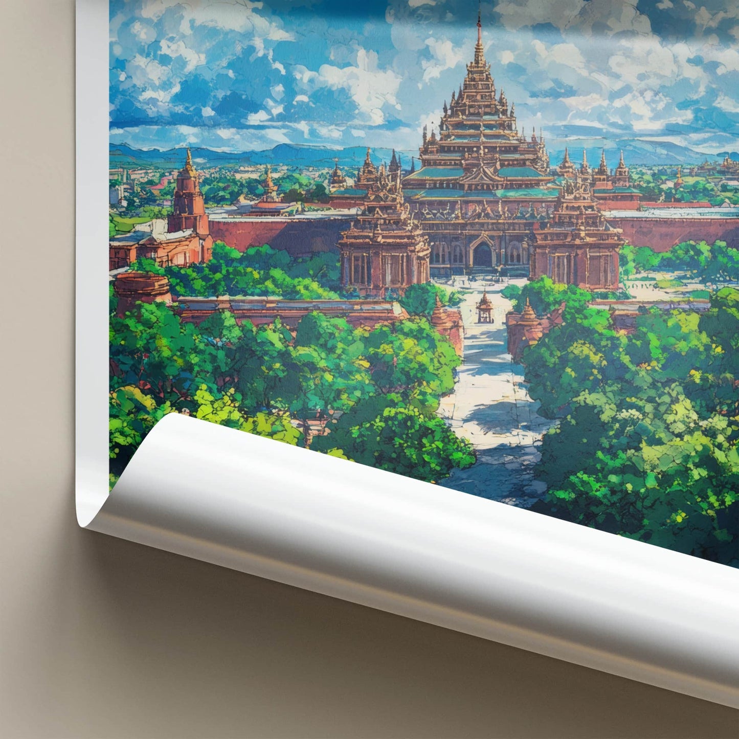 Mandalay Poster - Myanmar Travel Art - Golden Palace Pagoda Home Decor