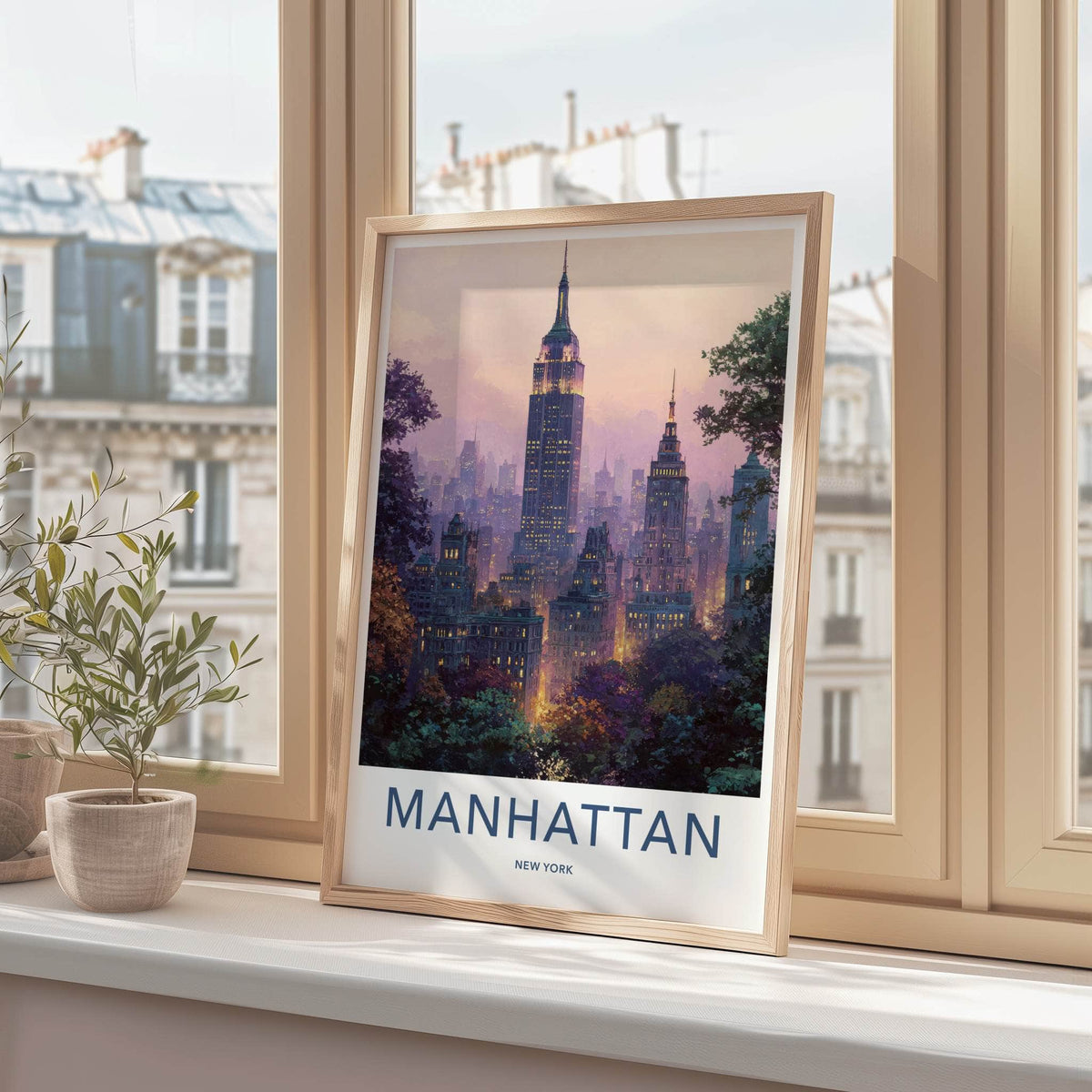 Manhattan Poster New York Empire Building City Travel Art