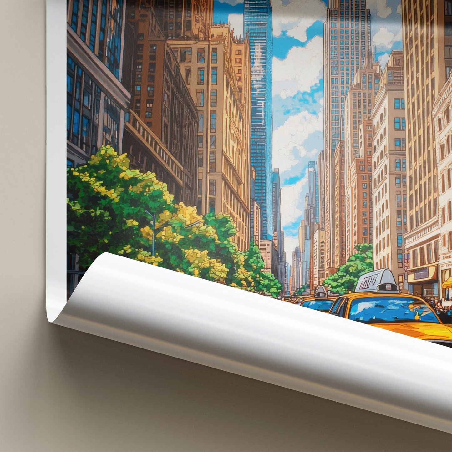 Manhattan Poster - New York Travel Art - Urban Traffic Scene Wall Decor