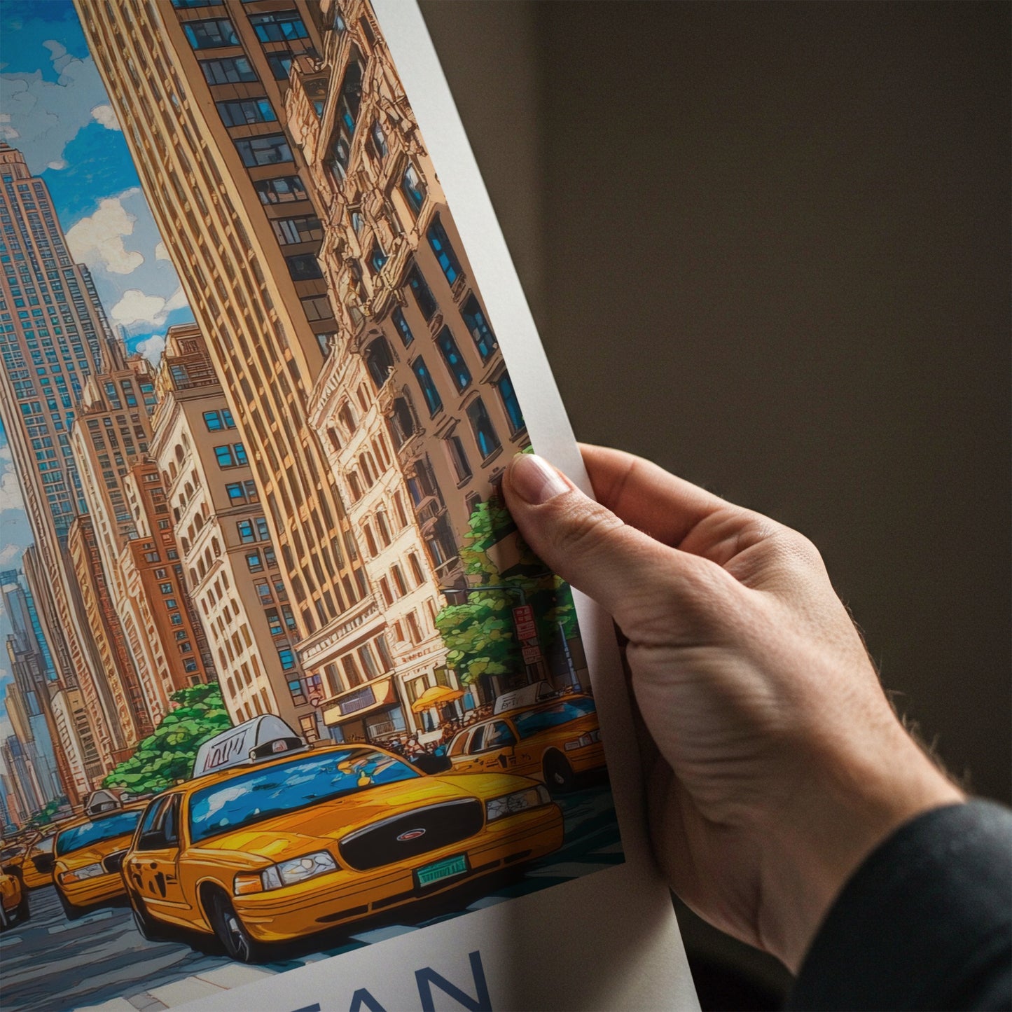 Manhattan Poster - New York Travel Art - Urban Traffic Scene Wall Decor