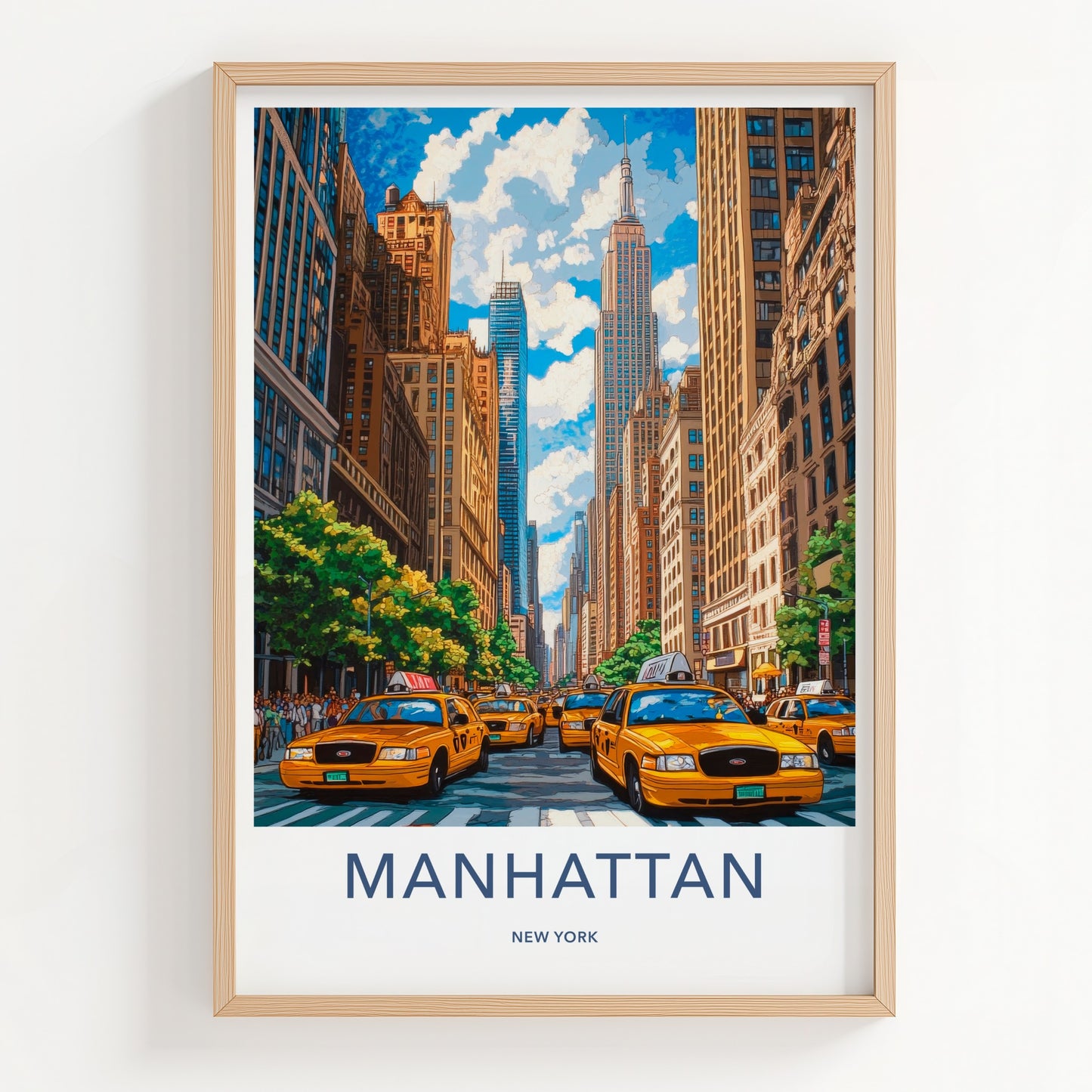 Manhattan Poster - New York Travel Art - Urban Traffic Scene Wall Decor