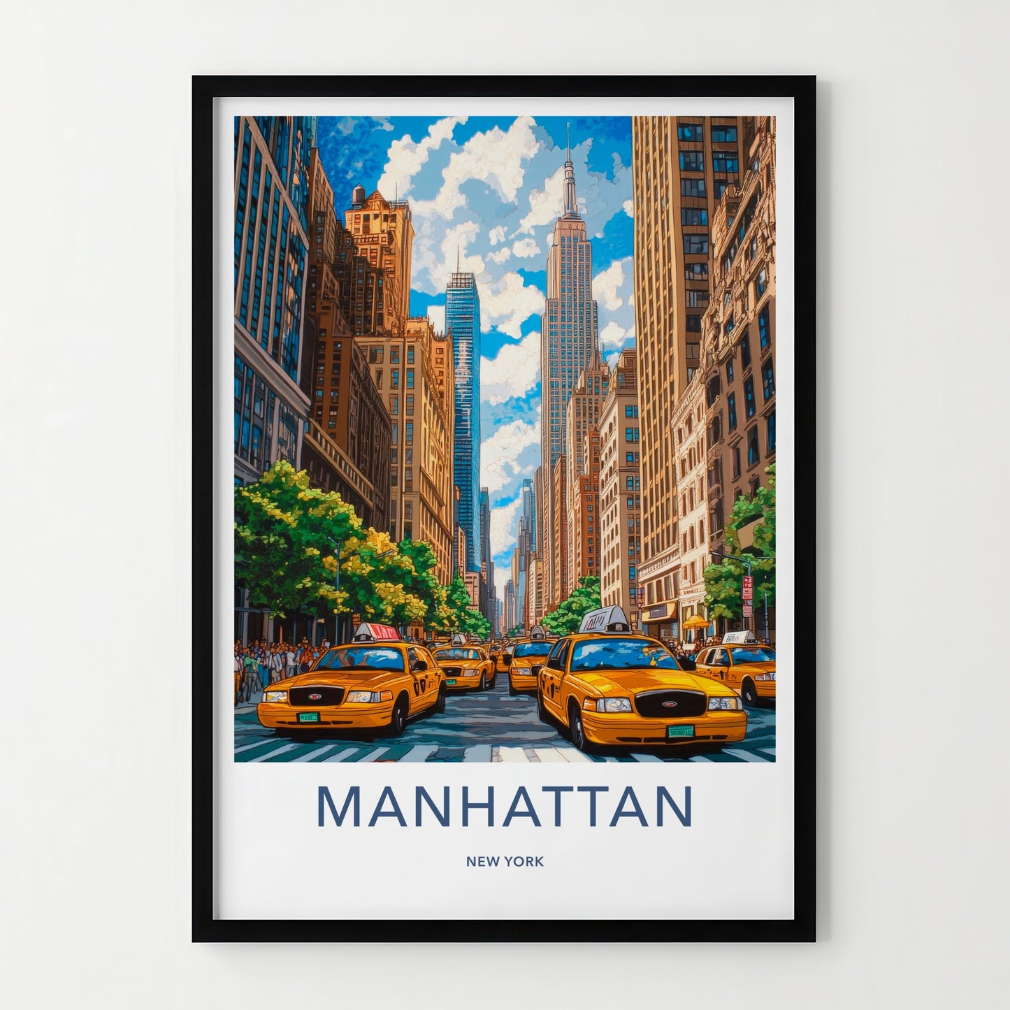 Manhattan Poster - New York Travel Art - Urban Traffic Scene Wall Decor