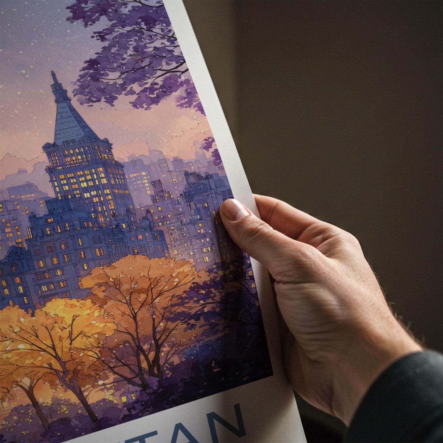 Manhattan Poster - New York Travel Art - Vibrant City Twilight Home Decor
