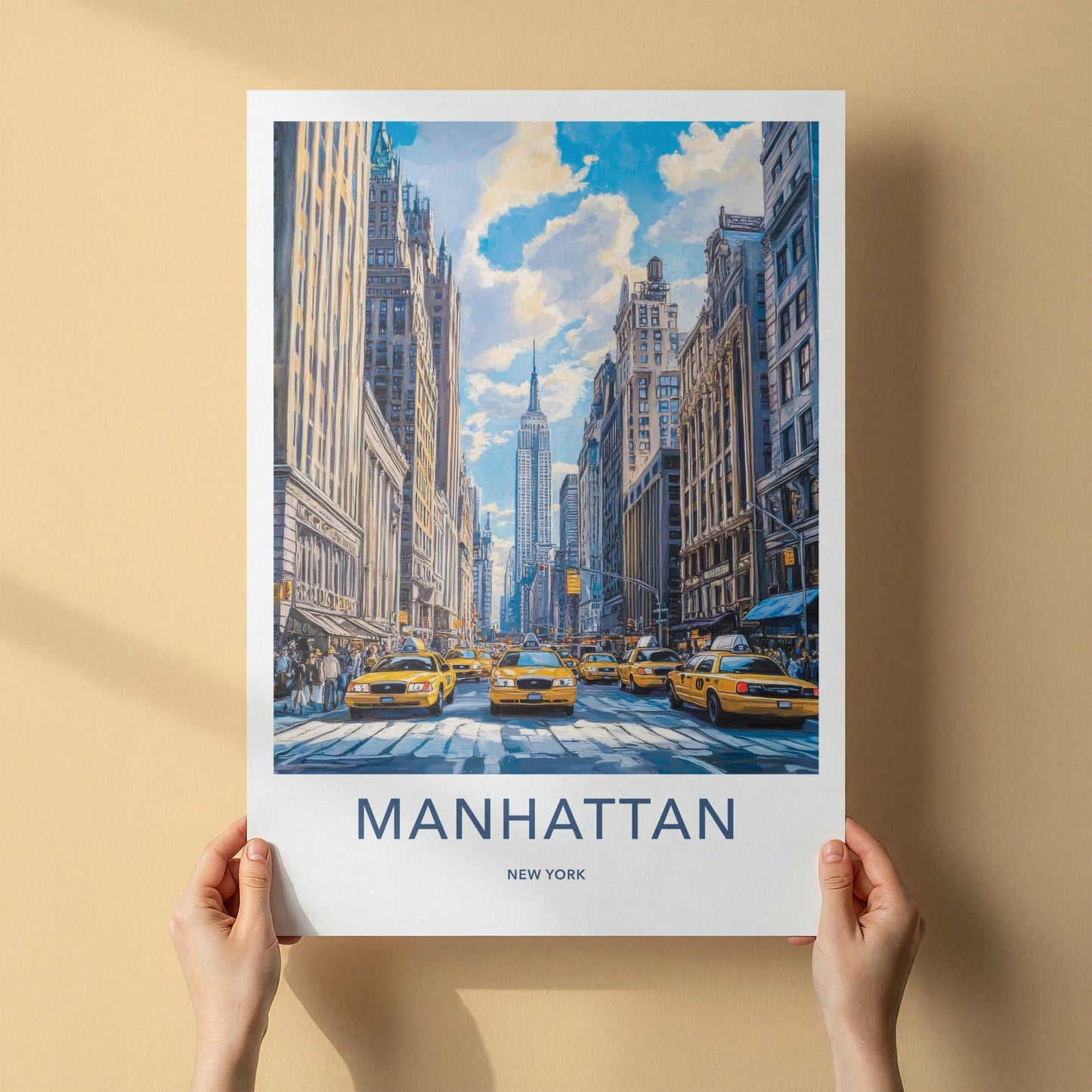 Manhattan Poster - New York Wall Art - Yellow Cab Traffic Home Decor