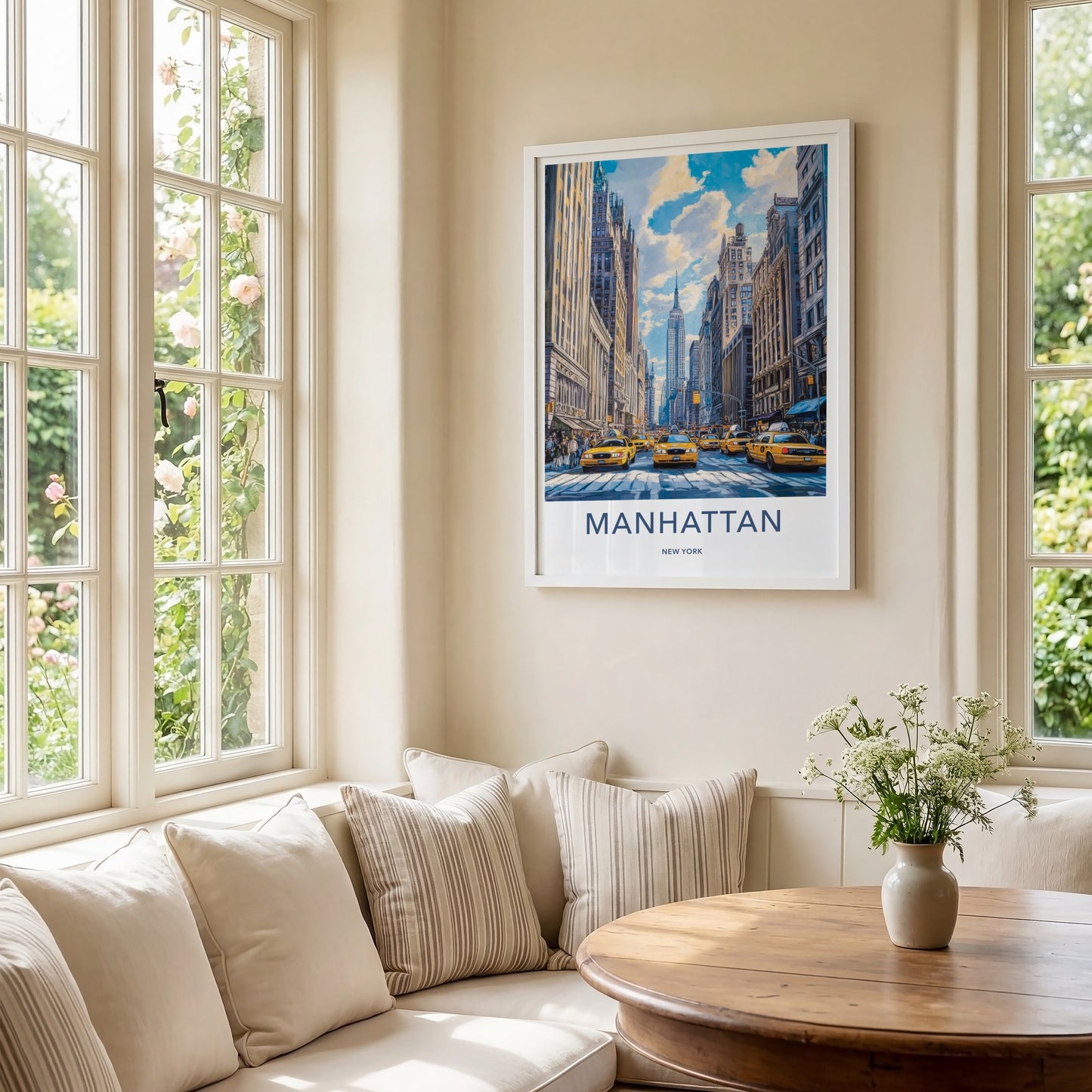 Manhattan Poster - New York Wall Art - Yellow Cab Traffic Home Decor
