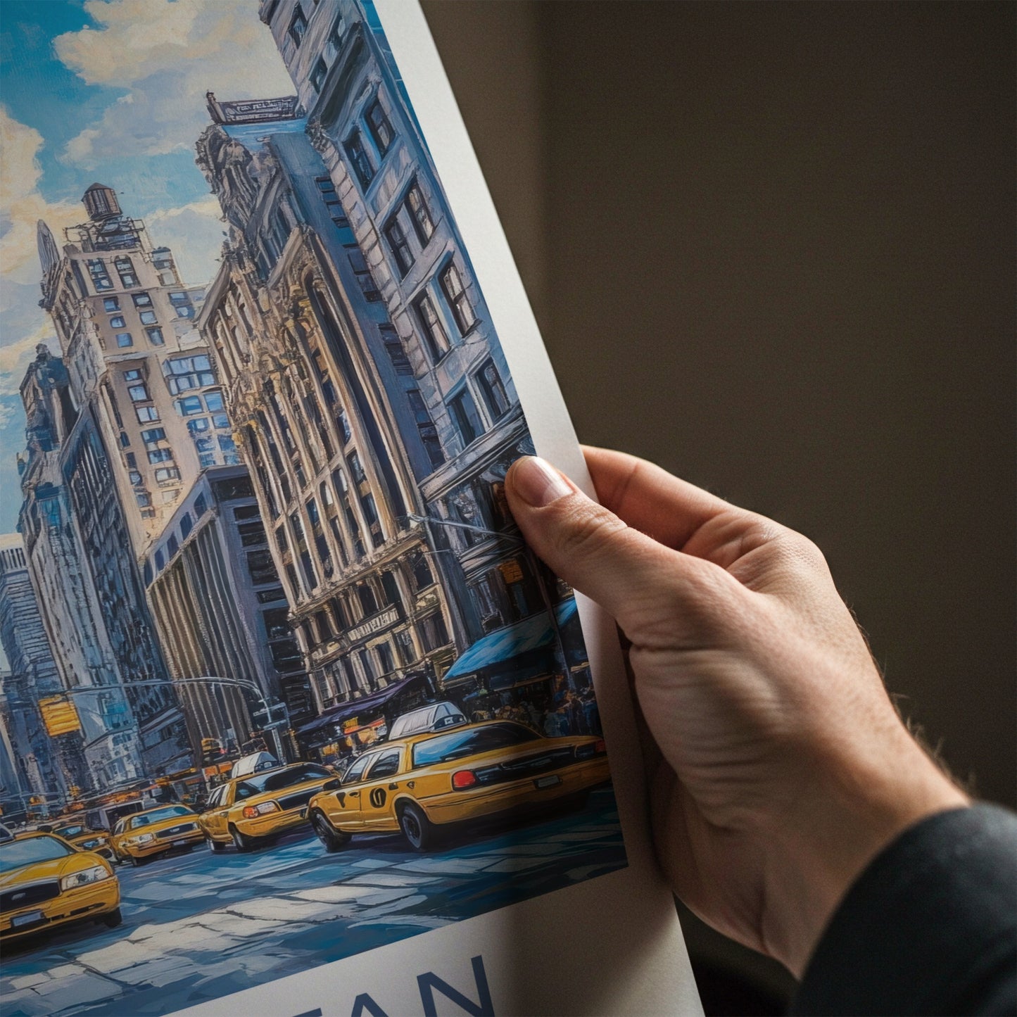 Manhattan Poster - New York Wall Art - Yellow Cab Traffic Home Decor