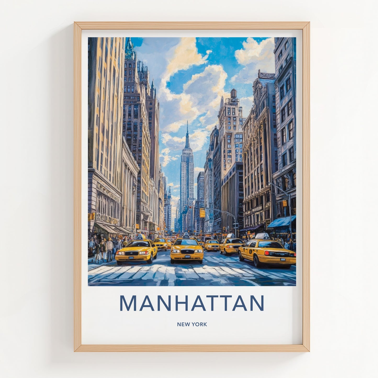 Manhattan Poster - New York Wall Art - Yellow Cab Traffic Home Decor