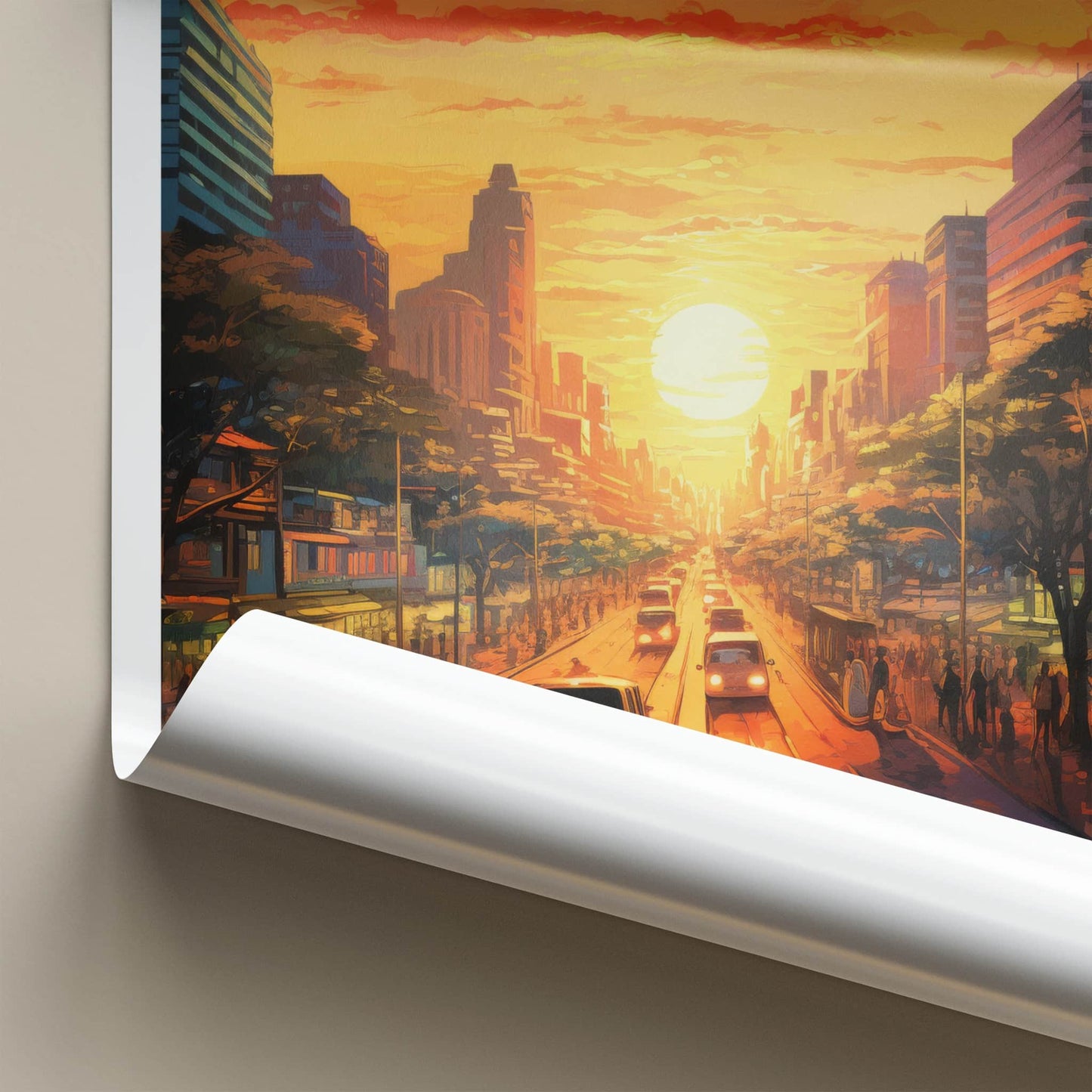 Manila Poster - Philippines Travel Art - Bustling City Sunset Home Decor